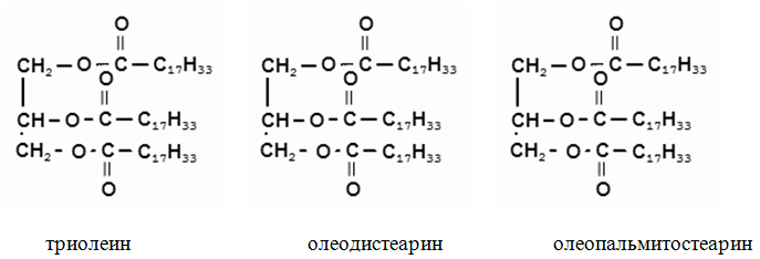 Триолеин, олеодистеарин, олеопальмитостеарин
